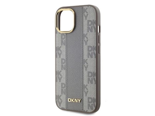 DKNY DKHMP15SPCPVSLE iPhone 15 6,1" beige/beige hardcase i skinn med rutete ensfarget mønster MagSafe