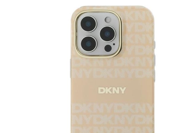 Apple iPhone 16 Pro Max DKNY Toista tekstuuri kuvio raita (DKHMP16XHRHSEP) puhelimen tapauksessa vaaleanpunainen