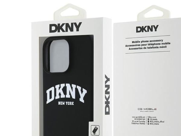 Apple iPhone 16 Pro Max DKNY silikoni valkoinen painettu logo MagSafe (DKHMP16XSNYACH) puhelimen tapauksessa musta