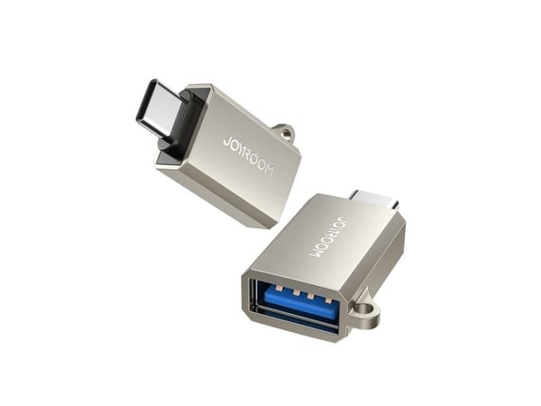 Joyroom S-H151 USB-C (meski) / USB-A (zenski) z oczkiem na smycz adapter - srebrny