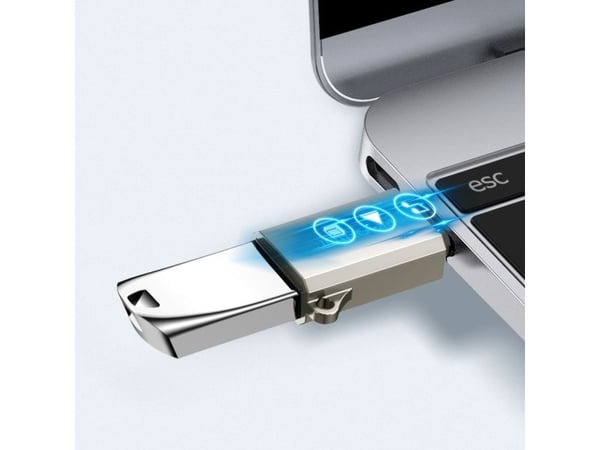 Joyroom S-H151 USB-C (meski) / USB-A (zenski) z oczkiem na smycz adapter - srebrny