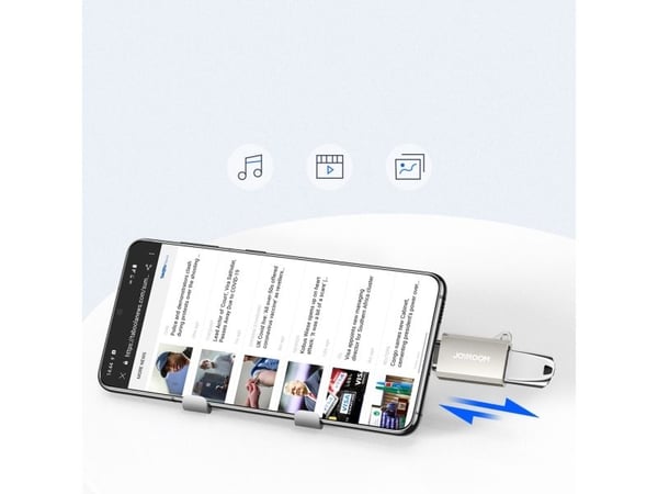 Joyroom S-H151 USB-C (meski) / USB-A (zenski) z oczkiem na smycz adapter - srebrny
