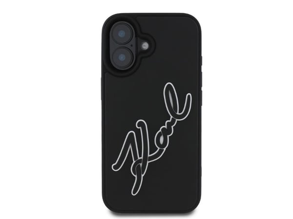 Apple iPhone 16 Karl Lagerfeld 3D Rubber Signature (KLHCP16S3DRKSDLK) dėklas telefonui juodos spalvos