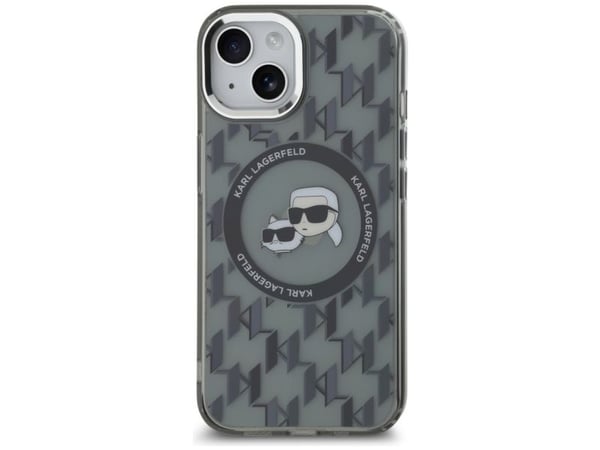 Karl Lagerfeld IML monogram Karl & Choupette Head MagSafe-skal till iPhone 15 Plus - svart