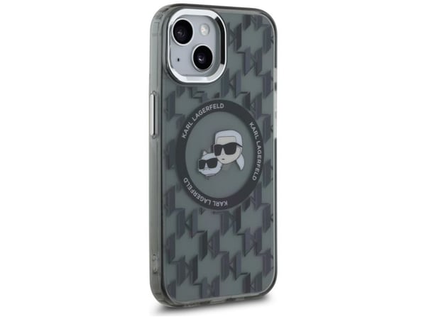Karl Lagerfeld IML monogram Karl & Choupette Head MagSafe-skal till iPhone 15 Plus - svart