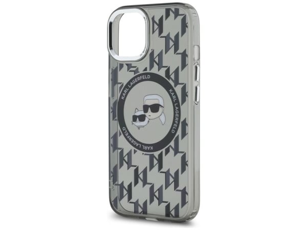 Karl Lagerfeld IML monogram Karl & Choupette Head MagSafe-skal till iPhone 15 Plus - svart