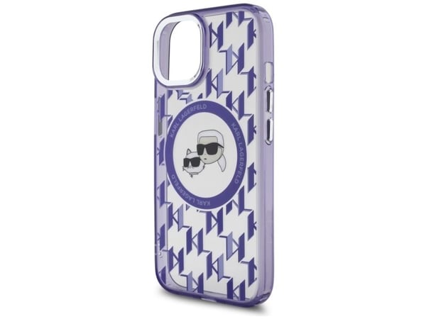 Karl Lagerfeld IML-monogram Karl & Choupette head MagSafe iPhone 15-skal - lila