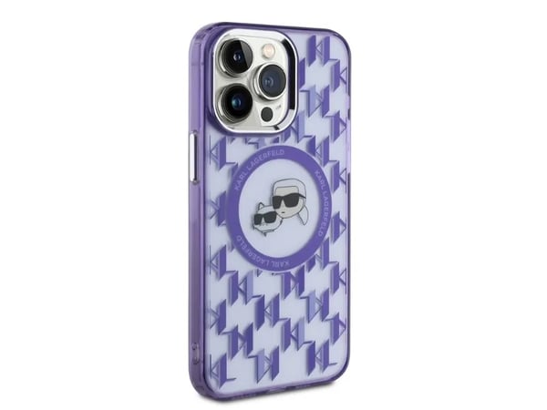 Karl Lagerfeld IML Monogram Karl &amp; Choupette Head MagSafe Apple iPhone 15 Pro Max - puhelimen kotelo violetti