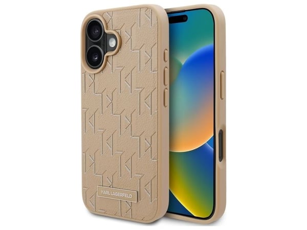 Karl Lagerfeld hot stamp MagSafe-deksel for iPhone 16 - beige