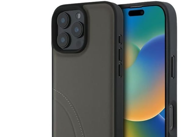 Mercedes MB buede sømmer i skinnetui til iPhone 16 Pro Max - brun