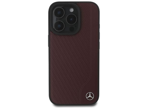 Mercedes MB treimitasjon lær MagSafe-deksel til iPhone 16 Pro - rød