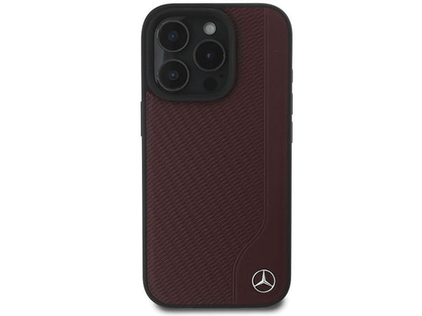 Mercedes MB Wood Imitation Leather MagSafe-etui til iPhone 16 Pro Max - rød