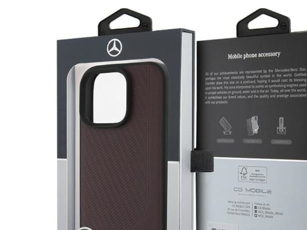 Mercedes Mercedes MEHMP16X23RBGVR iPhone 16 Pro Max 6.9" czerwony/red hardcase MB Wood Imitation Leather MagSafe