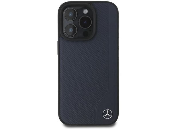 Mercedes MB imitert lær MagSafe-deksel til iPhone 16 Pro Max - marineblå