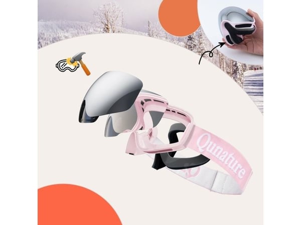 Qunature Pink Children's skiing goggles (medium/large children's version)