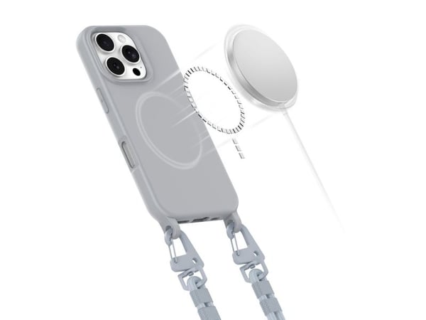 Tech-Protect MagNecklace MagSafe-skal med lanyard för iPhone 16 Pro Max - grå