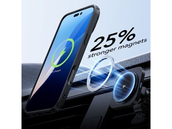 ESR Classic Hybrid Kickstand Halolock MagSafe-deksel med stativ + herdet glass til iPhone 16 Pro Max - klar med sort ramme