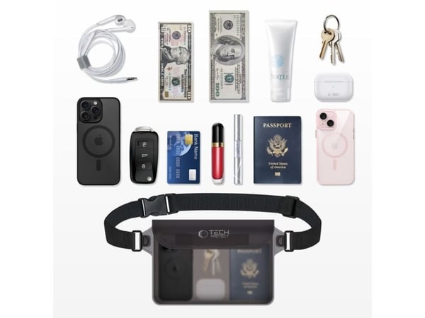 Tech-Protect TECH-PROTECT UWP10 UNIVERSAL WATERPROOF POUCH 10 INCH BLACK/CLEAR