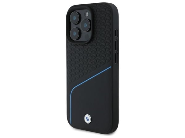 Dėklas BMW BMHMP16X23RDCLK iPhone 16 Pro Max 6.9" juoda/juodas kovakotelo Allekirjoitus Nahka Teksturoitu ja Line MagSafe