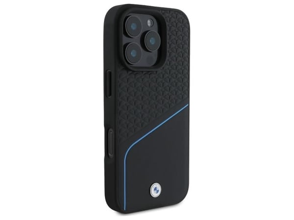 Dėklas BMW BMHMP16X23RDCLK iPhone 16 Pro Max 6.9" juoda/juodas kovakotelo Allekirjoitus Nahka Teksturoitu ja Line MagSafe