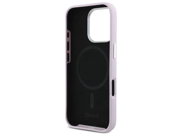 DKNY DKHMP16LSMCHLP Apple iPhone 16 Pro 6.3 "Puhelinkotelo vaaleanpunainen nestemäinen silikoni pieni metalli logo MagSafe