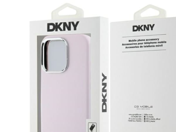 DKNY DKHMP16LSMCHLP Apple iPhone 16 Pro 6.3 "Puhelinkotelo vaaleanpunainen nestemäinen silikoni pieni metalli logo MagSafe