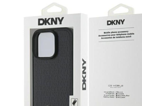 DKNY DKHMP16XPSHRPSK iPhone 16 Pro Max 6,9" hårdskal svart/black Repeat Pattern Stack Logo MagSafe