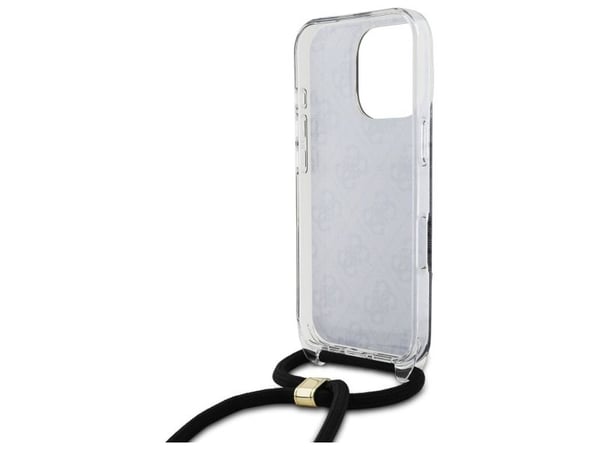 Dėklas Guess GUHCP16LHC4SEK iPhone 16 Pro 6.3" juoda/juodas kovakotelo Crossbody Cord 4G Tulosta