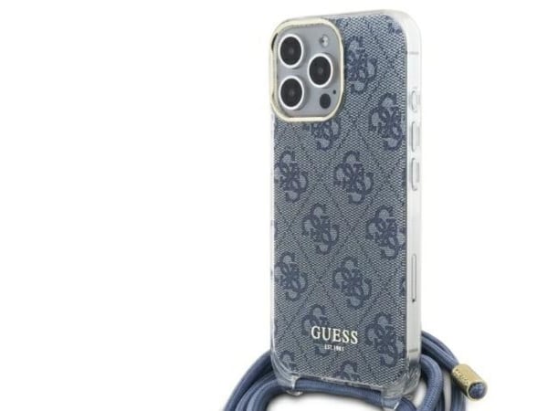 Kotelo Guess GUHCP16XHC4SEB iPhone 16 Pro Max 6.9" sininen/sininen kovakotelo Crossbody Cord 4G Tulosta