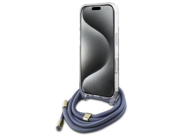 Kotelo Guess GUHCP16XHC4SEB iPhone 16 Pro Max 6.9" sininen/sininen kovakotelo Crossbody Cord 4G Tulosta