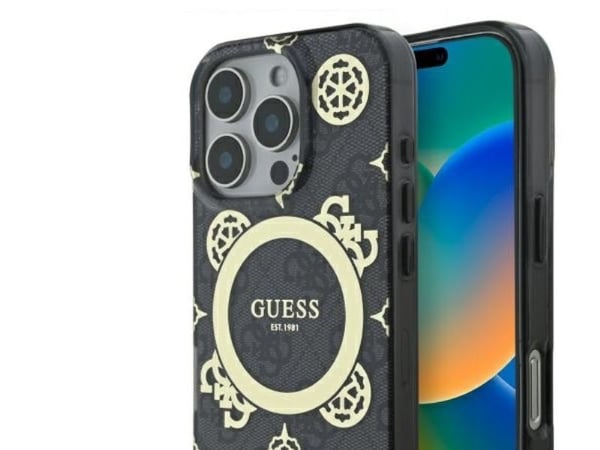Dėklas Guess GUHMP16LH4PYEEK iPhone 16 Pro 6.3" juoda/juodas kovakotelo IML Peony 4G Taustalla MagSafe IML Peony 4G Tausta