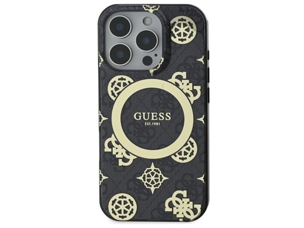 Dėklas Guess GUHMP16LH4PYEEK iPhone 16 Pro 6.3" juoda/juodas kovakotelo IML Peony 4G Taustalla MagSafe IML Peony 4G Tausta