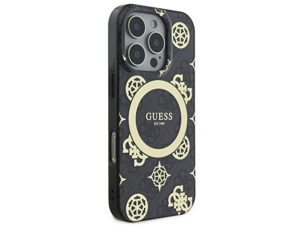 Dėklas Guess GUHMP16LH4PYEEK iPhone 16 Pro 6.3" juoda/juodas kovakotelo IML Peony 4G Taustalla MagSafe IML Peony 4G Tausta