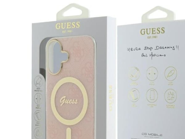 Guess IML 4G MagSafe-deksel til iPhone 16 Plus - Rosa
