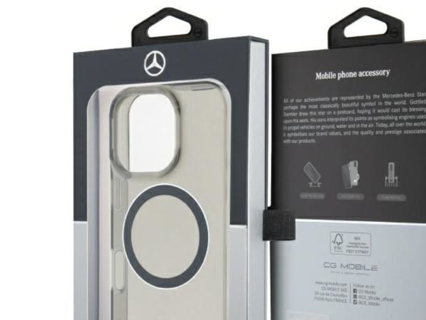 Kotelo Mercedes MEHMP16L23HUOSK iPhone 16 Pro 6.3" musta/musta kovakotelo hopeinen rengas MagSafe