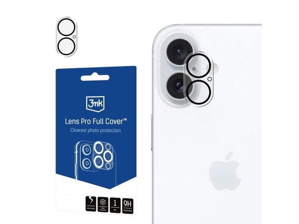 3MK Lens Pro Full Cover, Apple, iPhone 16, iPhone 16 Plus, Fallbestandig, Ripebestandig, Gjennomsiktig, 1 stykker