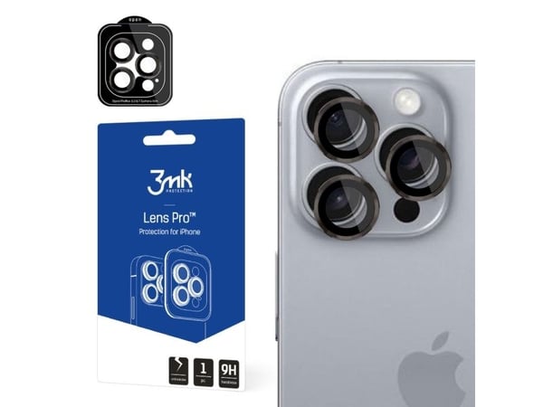 3MK Lens Protection Pro, Apple, iPhone 16 Pro Max, iPhone 16 Pro, Scratch resistant, Grey, Titanium, Transparent, 1 pc(s)
