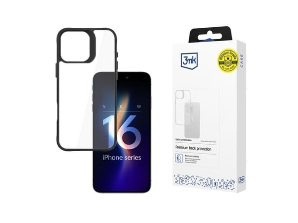 3MK Satin Armor Case+, Omslag, Apple, iPhone 16 Pro, 16 cm (6.3"), Svart, Transparent