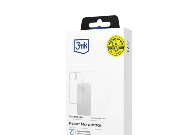 3MK Satin Armor Case+, Omslag, Apple, iPhone 16 Pro, 16 cm (6.3"), Svart, Transparent