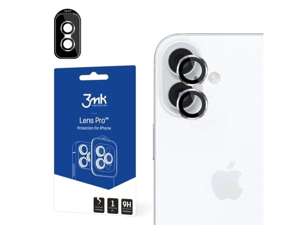 3MK Lens Protection Pro, Apple, iPhone 16 Plus, iPhone 16, Ripebestandig, Sølv, Gjennomsiktig, 1 stykker