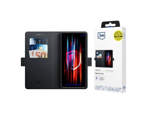 Hurtel 3mk wallet-skal för Realme 12 5G - svart
