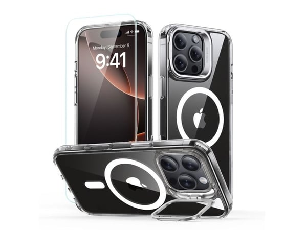 ESR CLASSIC HYBRID KICKSTAND HALOLOCK MAGSAFE & TEMPERED GLASS IPHONE 16 PRO CLEAR
