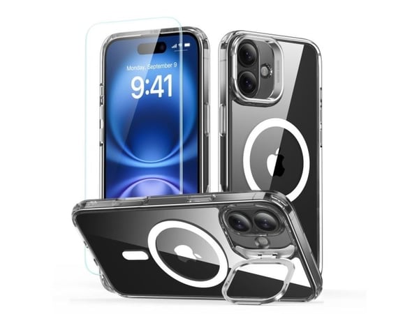 ESR ESR Classic Hybrid Kickstand Halolock MagSafe + deksel i herdet glass til iPhone 16 - gjennomsiktig