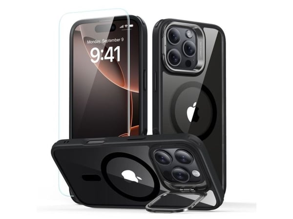 ESR ESR Classic Hybrid Kickstand Halolock MagSafe + deksel i herdet glass til iPhone 16 Pro - gjennomsiktig