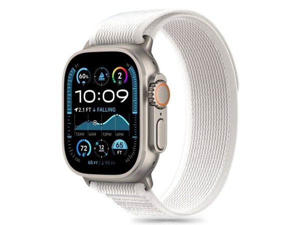 Tech-Protect nylonreim til Apple Watch 6/7/8/9/10/SE/Ultra 1/2 (44/45/46/49 mm) - krittgrå