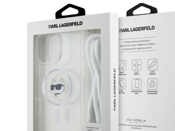 Karl Lagerfeld KLHMP16LHCCHNT iPhone 16   Pro 6.3" hardcase transparent IML Choupette Head & Cord Magsafe