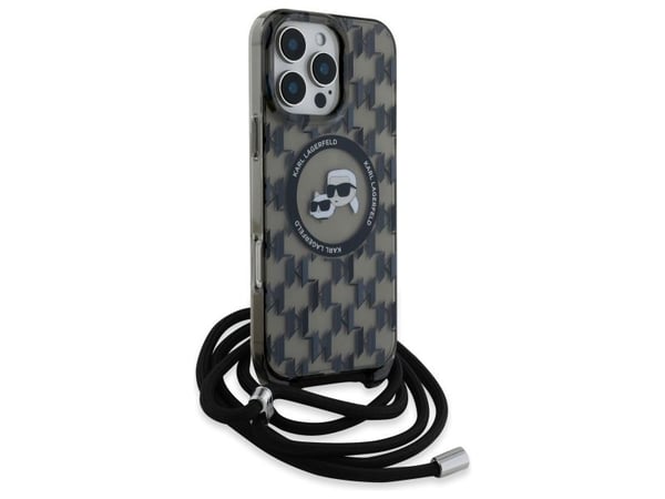 Dėklas Karl Lagerfeld KLHMP16LHCKCKLCK iPhone 16 Pro 6.3" juoda/juodas kovakotelo IML Crossbody Monogram Karl & Choupette Head MagSafe
