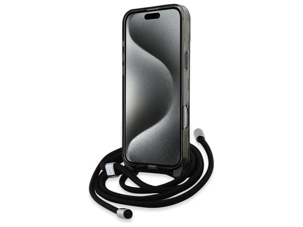 Dėklas Karl Lagerfeld KLHMP16LHCKCKLCK iPhone 16 Pro 6.3" juoda/juodas kovakotelo IML Crossbody Monogram Karl & Choupette Head MagSafe