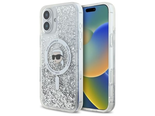 Karl Lagerfeld KLHMP16MLGKISGH iPhone 16 Plus 6.7" hardcase transparent Liquid Glitter Karl Head Magsafe
