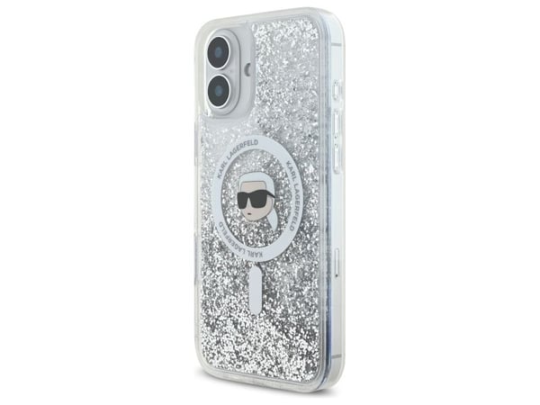 Karl Lagerfeld KLHMP16MLGKISGH iPhone 16 Plus 6.7" hardcase transparent Liquid Glitter Karl Head Magsafe